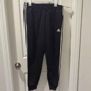 NWT Adidas Slim Fit Black Sweatpants with White Stripes